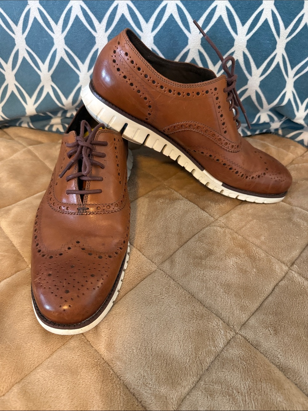 Cole Haan Zerogrand British Tan/Ivory Leather Remastered Wingtip Derby